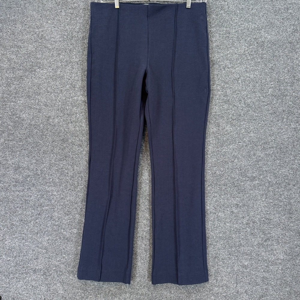 Maeve Pants Womens Large Blue Flared Ponte Pintuck Ponte Knit Anthropologie
